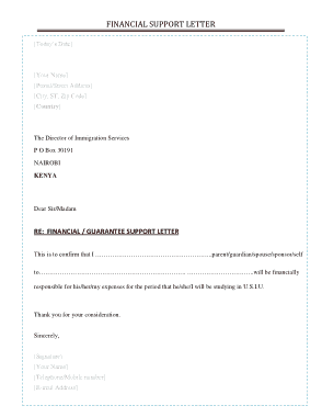 Financial Support Guarantee Letter Sample Template