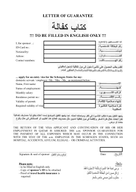 Guarantee Letter for Visa Application Template