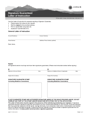 Signature Guarantee Letter of Instruction Template