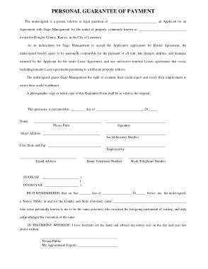 Simple Personal Guarantee Form Template
