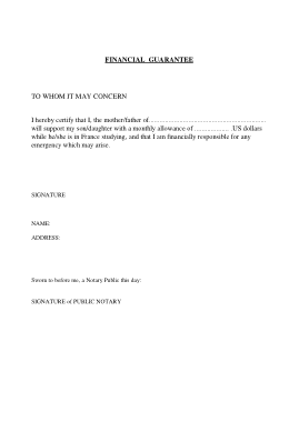 Study Financial Guarantee Letter Template