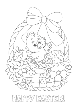 Easter Cards Coloring Chick Easter Basket Template