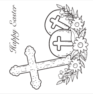 Easter Cards Coloring Christian Cross Eggs Flowers Template