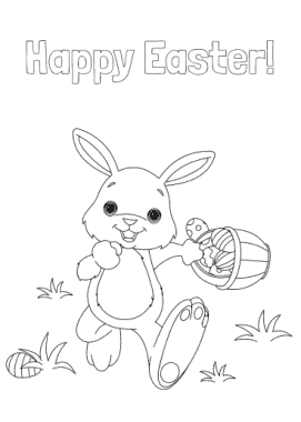Easter Cards Coloring Easter Bunny Eggs Basket Template