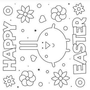 Easter Cards Coloring Easter Flowers Bunny Easy Template