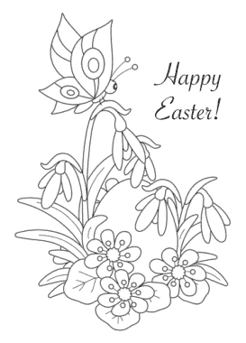 Easter Cards Coloring Egg Spring Flowers Template