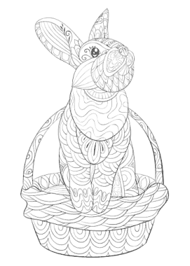 Easter Cards Coloring Patterned Rabbit Basket Doodle Template
