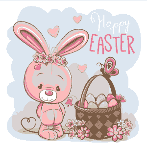Easter Cards Cute Bunny Basket Eggs Template