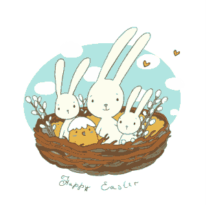 Easter Cards Cute Bunny Chick Nest Template