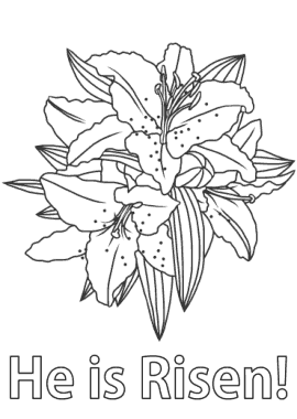 Easter Cards He Is Risen Lillies To Color Template