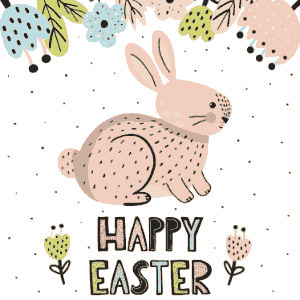 Easter Cards Speckled Bunny Flowers Template
