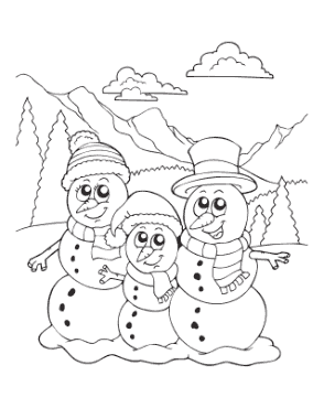 Snowman 3 Cute Snowman In Mountains Template