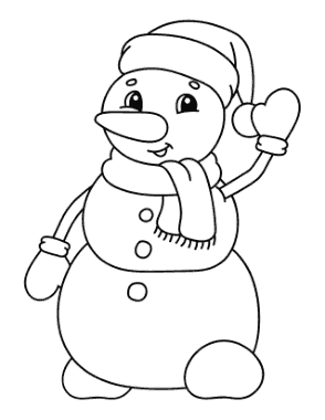 Snowman Cute Waving Snowman Santa Hat Template