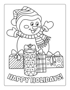 Snowman Pile Of Presents Happy Holidays Template