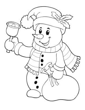 Snowman Ringing Bell Holding Sack Template