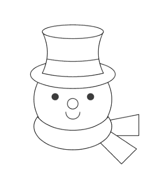 Snowman Simple Snowman Head Outline With Top Hat Scarf Template