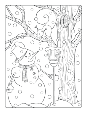 Snowman Snowing Squirrel Tree Template