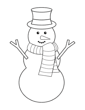 Snowman Top Hat Scarf Carrot Nose Large Template