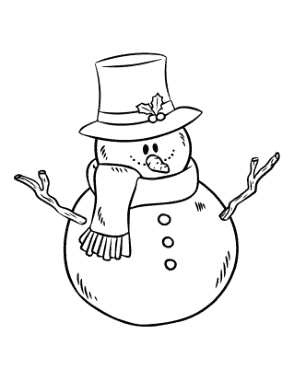 Snowman Top Hat With Holly Stick Arms Template