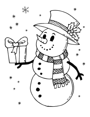 Snowman Vintage Style Top Hat Holly Holding Gift Template