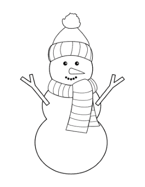 Snowman Woollen Hat Scarf Carrot Nose Large Template