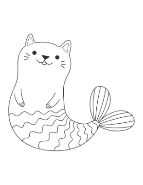 Mermaid Cute Mercat Coloring Template
