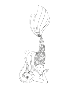 Mermaid Laying On Side Coloring Template