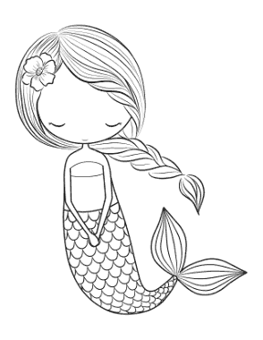 Mermaid Plaited Hair Flower Coloring Template