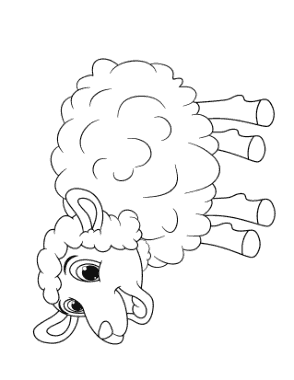 Cartoon Sheep Cute Spring Coloring Template