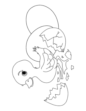 Cute Duck Hatching Spring Coloring Template