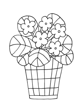 Cute Flower Pot Spring Coloring Template
