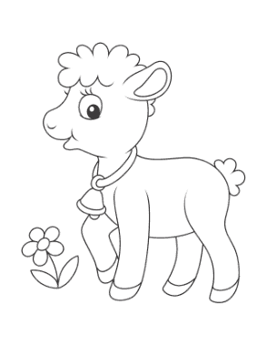 Cute Lamb Preschoolers Spring Coloring Template