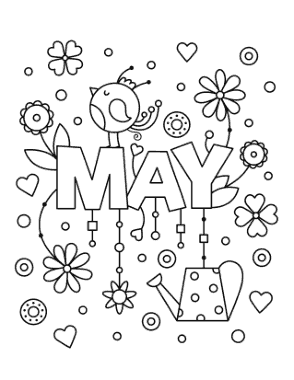 Cute May Poster To Color Spring Coloring Template