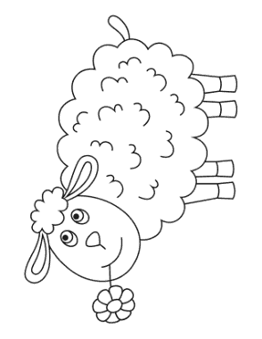 Cute Sheep Flower Spring Coloring Template