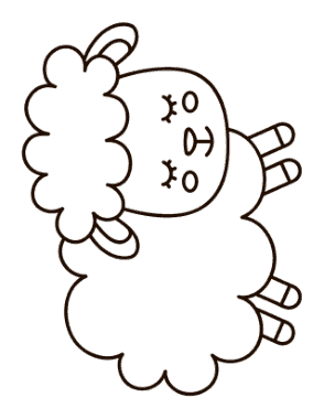 Cute Sheep Outline Spring Coloring Template