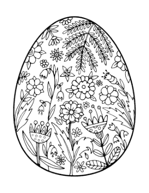 Egg Flower Doodle for Adults Spring Coloring Template