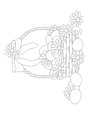 Free Download PDF Books, Flowers Basket Eggs Spring Coloring Template