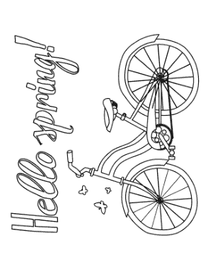 Hello Bicycle Spring Coloring Template