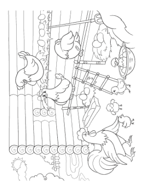 Mother Hens Nests Chicks Spring Coloring Template