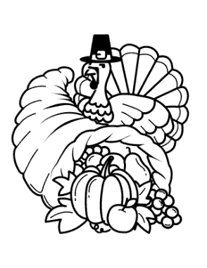 Free Download PDF Books, Thanksgiving Turkey Hat Abundant Cornucopia Harvest Coloring Template