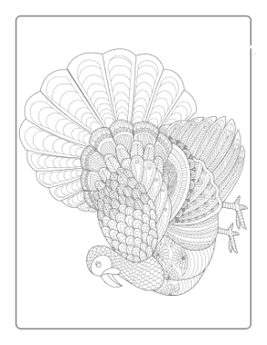 Thanksgiving Turkey Zentangle For Adults Coloring Template
