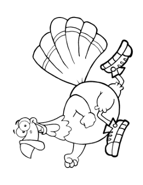 Turkey Cartoon Running Shoes Coloring Template
