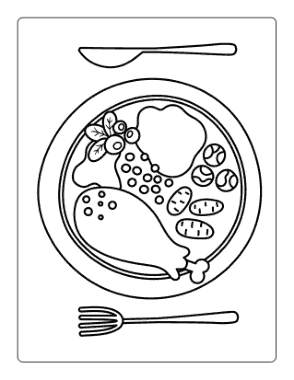 Turkey Dinner Plate Coloring Template