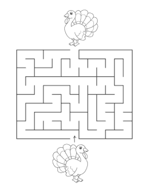 Turkey Maze To Color Coloring Template