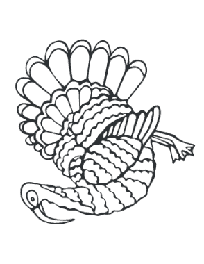 Turkey Side View Simple Coloring Template