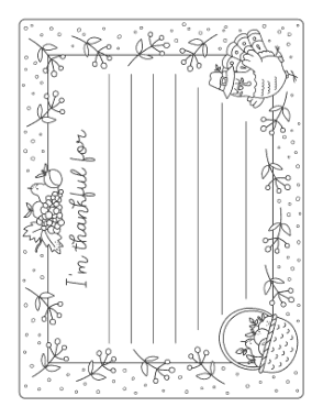 Turkey Worksheet I Am Thankful For Coloring Template