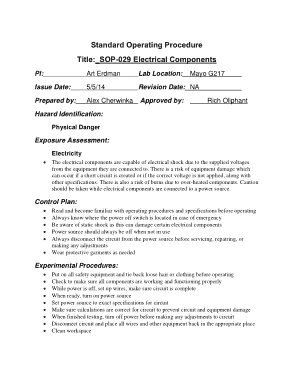 Electrical Equipment SOP Template
