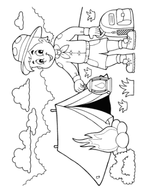 Boy Scout Camping Summer Coloring Template