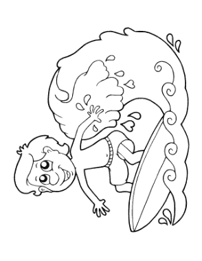 Boy Surfing Summer Coloring Template