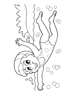 Girl Swimming Summer Coloring Template